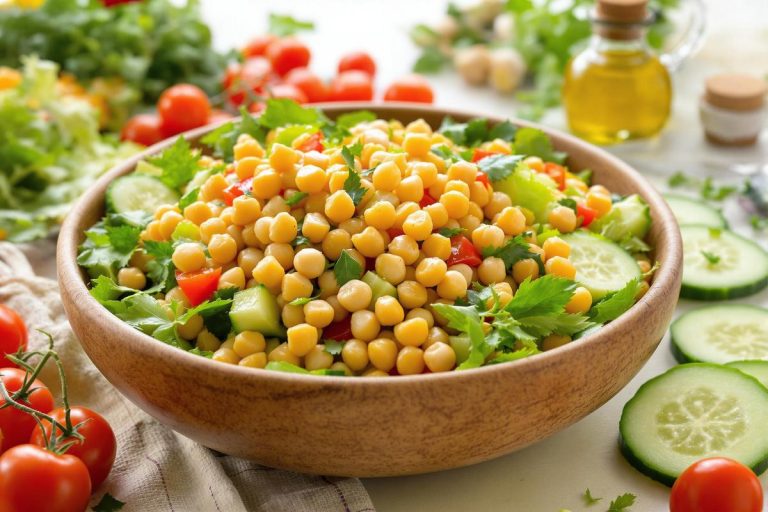 La salade de pois chiches croustillants et concombre pour un repas complet et équilibré.jpg