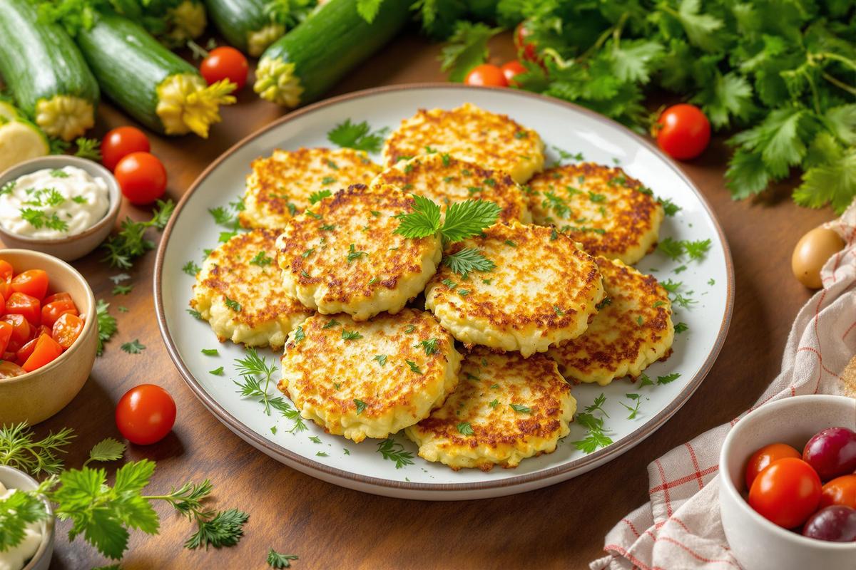 Les beignets de courgettes à la grecque, croustillants et parfumés, une manière originale de savourer ce légume d'été.jpg